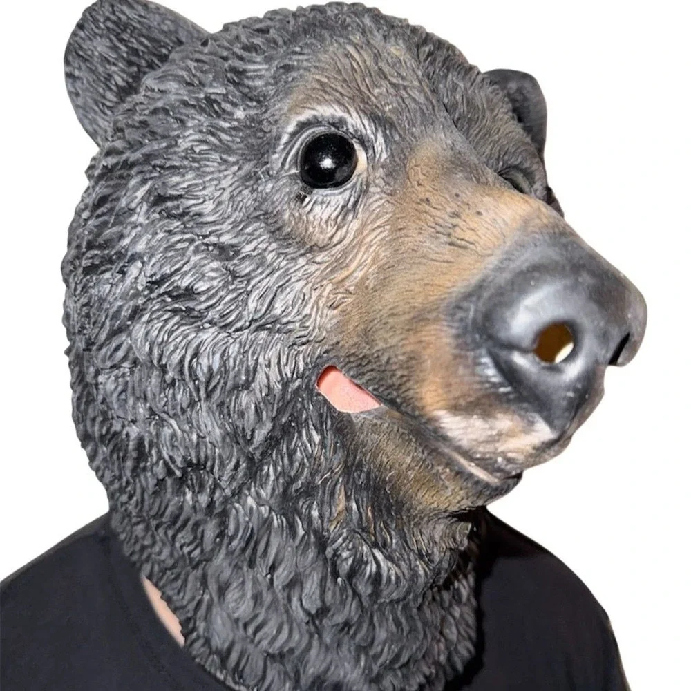 Realistic Black Bear Full‎ Head Mask Halloween Costume Accessory cosplay animal